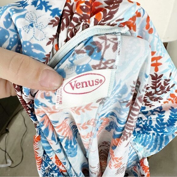 Vintage 70 Floral Orange Sleeveless Summer Casual Maxi Dress Small Venus - Picture 8 of 9